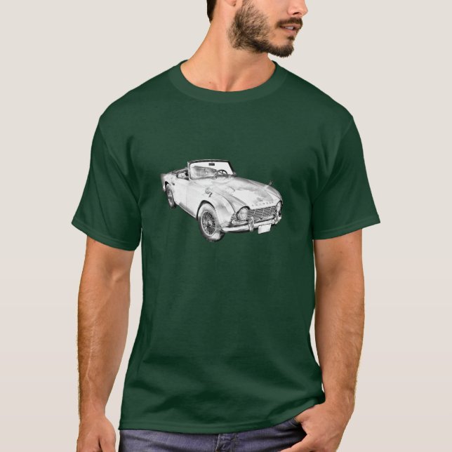 Illustration Of Triumph Tr4 Sports Car T-Shirt (Front)