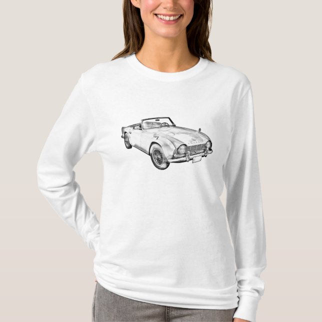 Illustration Of Triumph Tr4 Sports Car T-Shirt (Front)