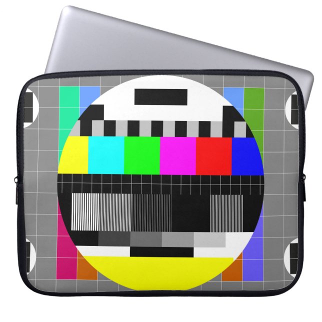 illustration of tv no signal back in retro style.  laptop sleeve (Front)