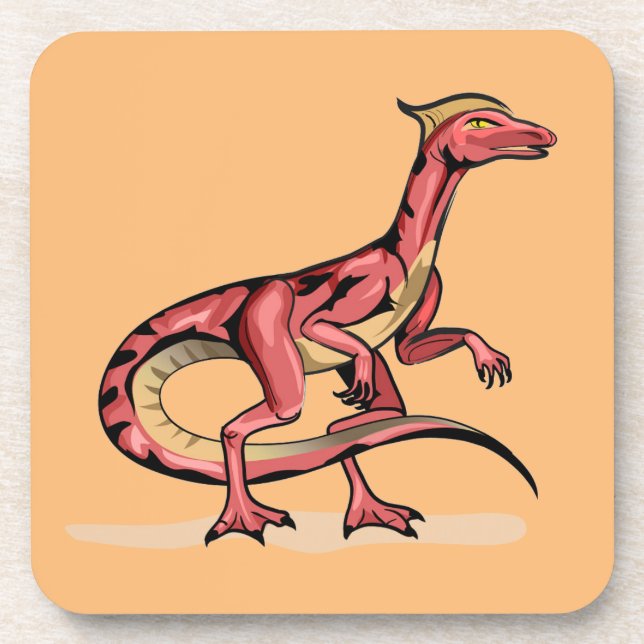 Illustration Of Velociraptor. Beverage Coaster (Front)