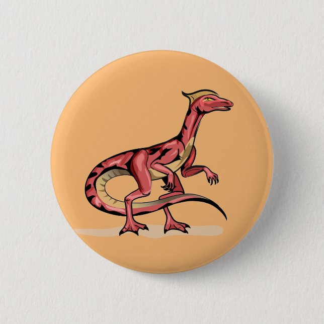 Illustration Of Velociraptor. Button (Front)
