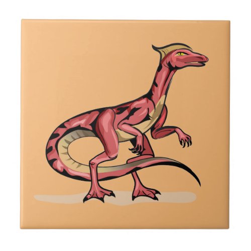 Illustration Of Velociraptor Ceramic Tile