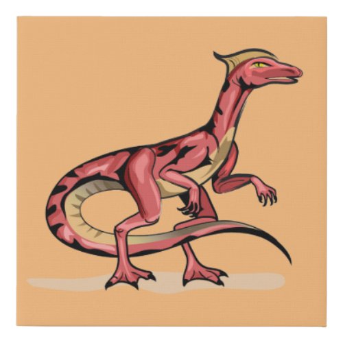 Illustration Of Velociraptor Faux Canvas Print