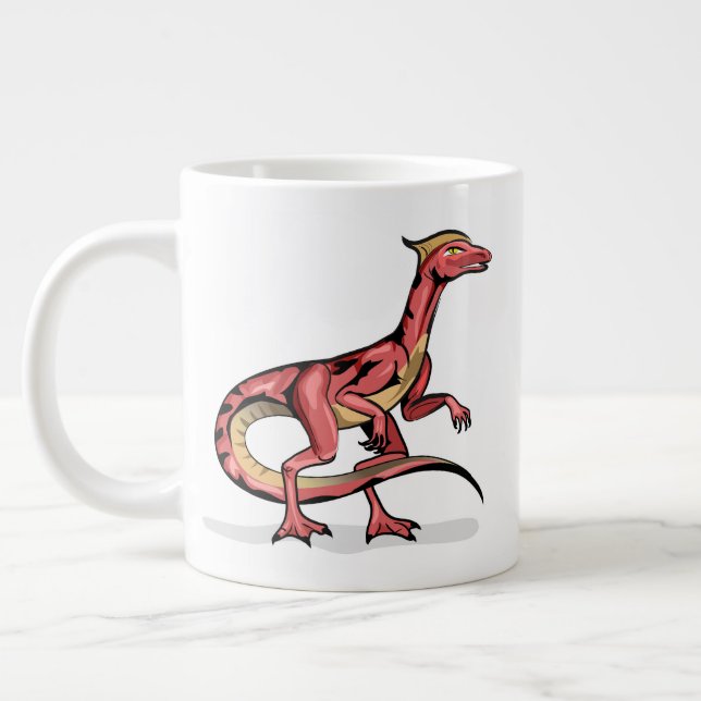 Illustration Of Velociraptor. Giant Coffee Mug (Left)