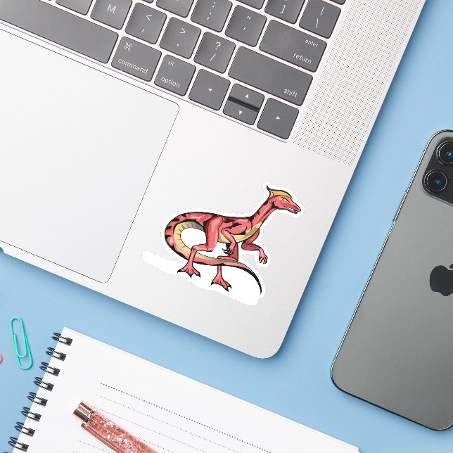 Illustration Of Velociraptor. Sticker (Laptop w/ iPhone)