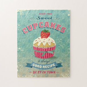 Illustration of vintage cupcakes sign jigsaw puzzle