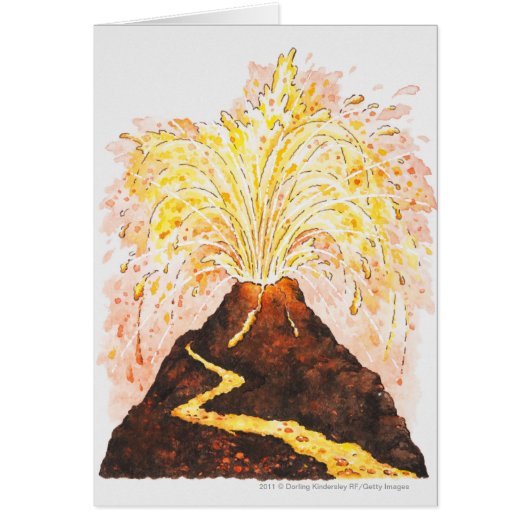 Illustration of volcano erupting cards (Front)