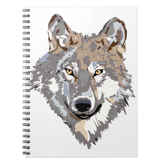 Illustration of wolf head in front notebook (Front)