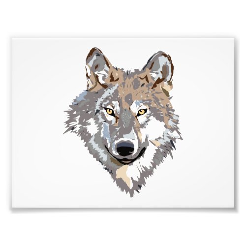 Illustration of wolf head in front photo print