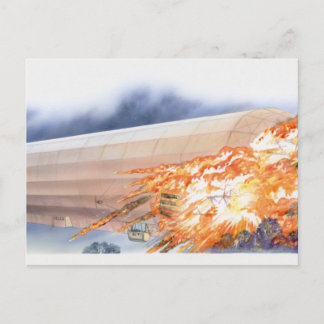Illustration of Zeppelin bursting into flames Postcard