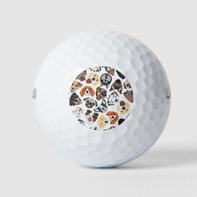 Illustration Pattern sweet Domestic Dogs Golf Balls (Front)