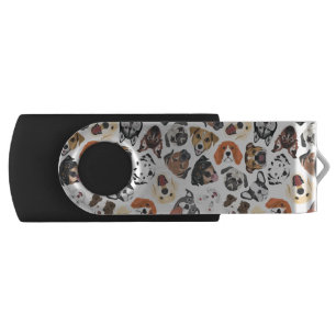 Illustration Pattern sweet Domestic Dogs USB Flash Drive
