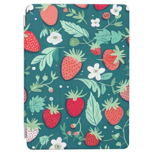 Illustration rote Erdbeeren mit grnen Blttern iPad Air Cover