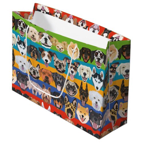 Illustration seamless pattern colorful dogs large gift bag