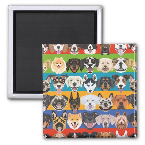Illustration seamless pattern colorful dogs magnet