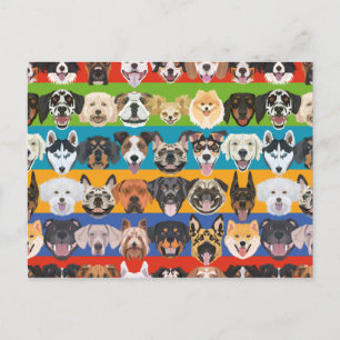 Illustration seamless pattern colorful dogs postcard