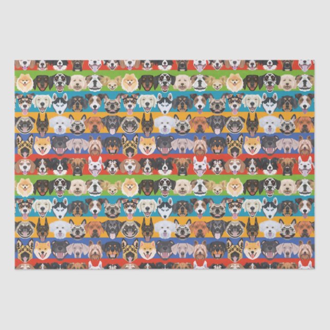 Illustration seamless pattern colorful dogs tissue paper (Front)