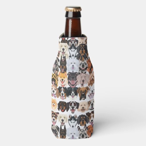 Illustration seamless pattern happy dogs bottle cooler