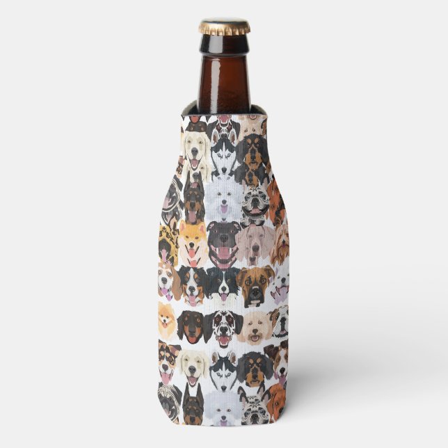 Illustration seamless pattern happy dogs bottle cooler (Bottle Front)