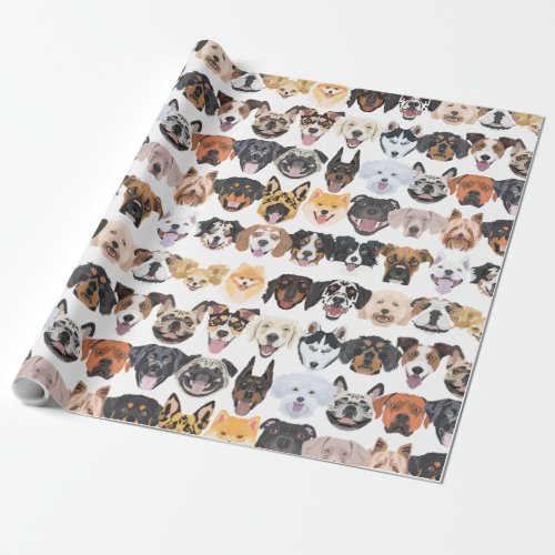Illustration seamless pattern happy dogs wrapping paper