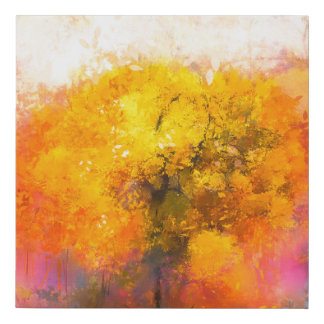 Illustration soft colorful autumn forest. Abstract Faux Canvas Print