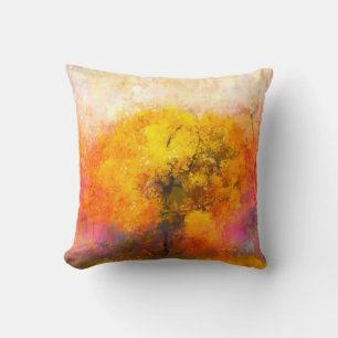 Illustration soft colorful autumn forest. Abstract Throw Pillow