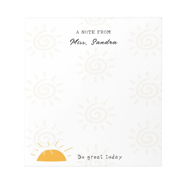 Illustration Sun Note From Teacher  (Front)