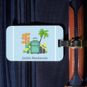 Illustration Vacation Personalize Luggage Tag