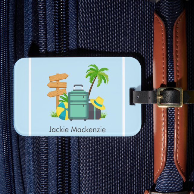 Illustration Vacation Personalize Luggage Tag (Front Insitu 4)
