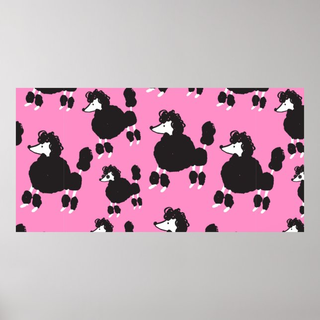 Illustration vintage french poodle seamless patter poster (Front)
