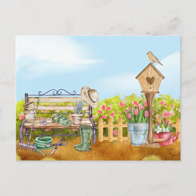 Illustration Watercolor Gardener Postcard (Front)