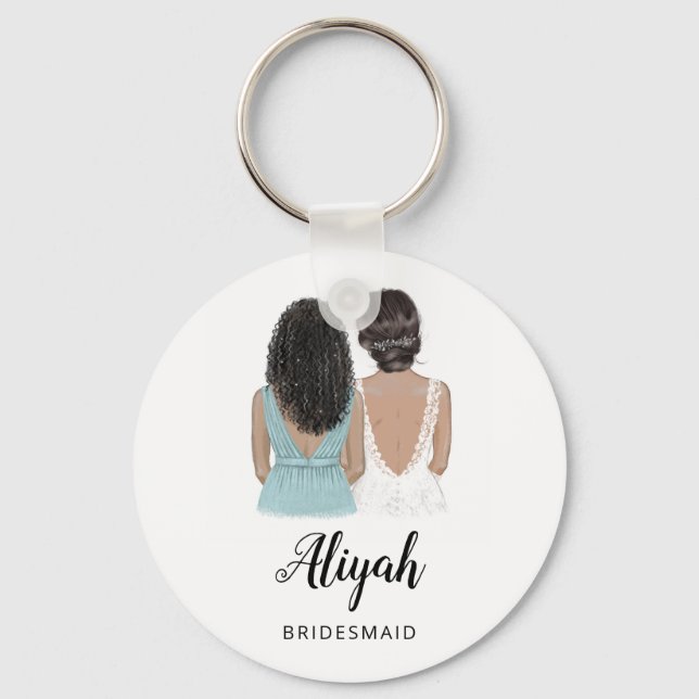 Illustration will you be my bridesmaid keyring (Front)
