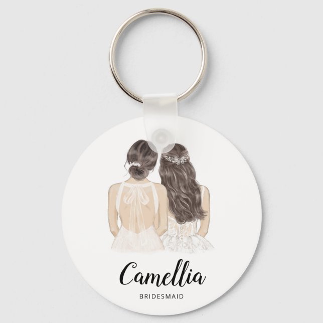 Illustration will you be my bridesmaid keyring (Front)