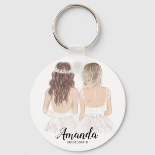 Illustration will you be my bridesmaid keyring