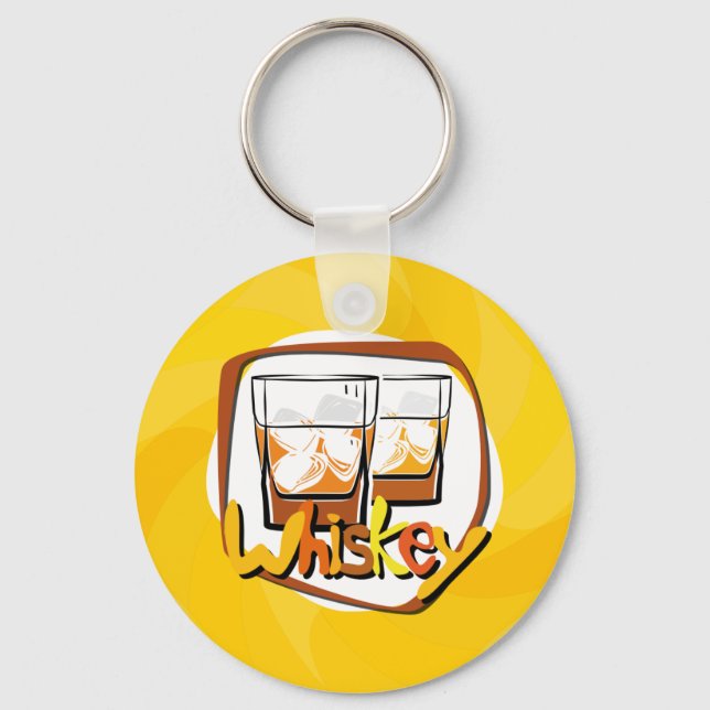 Illustration Wiskey on Ice Keychain (Front)