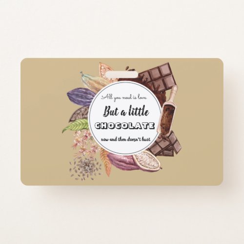 Illustration with a quote about chocolate badge