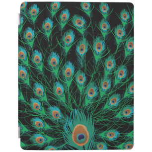 Illustration With Peacock Feathers on Black iPad Smart Cover