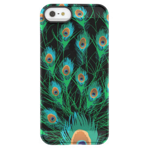 Illustration With Peacock Feathers on Black Permafrost iPhone SE/5/5s Case