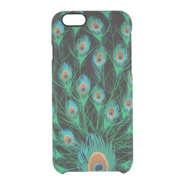 Illustration With Peacock Feathers on Black Uncommon iPhone Case (Back)