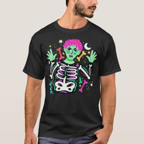Illustration Zombie With Skeleton T_Shirt