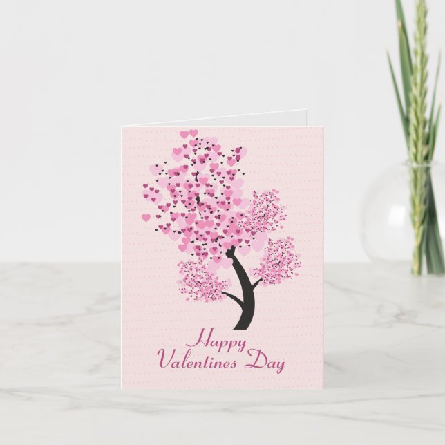 Illustrations of a tree with hearts for leaves holiday card (Front)