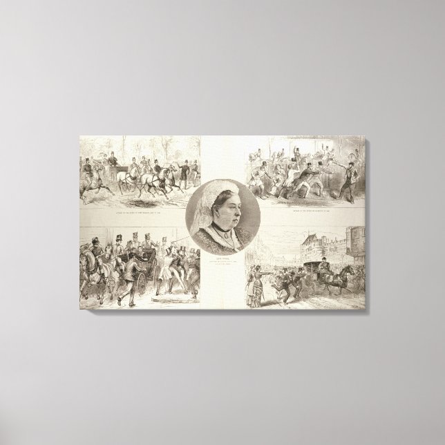 Illustrations of Attacks on Queen Victoria Canvas Print (Front)