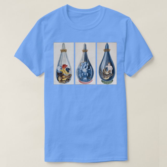 Illustrations of dragons in alchemical flasks from T-Shirt (Design Front)