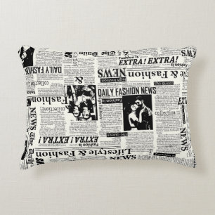 Illustrations of newspapers front page art work wa accent pillow