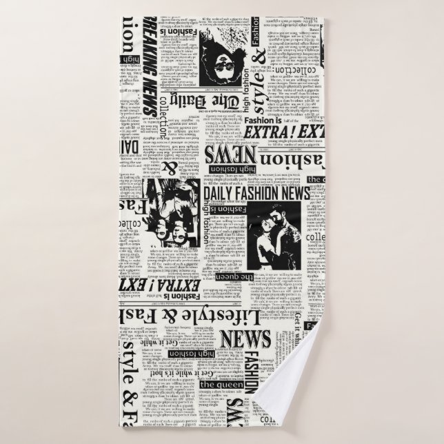 Illustrations of newspapers front page art work wa bath towel (Bath Towel)