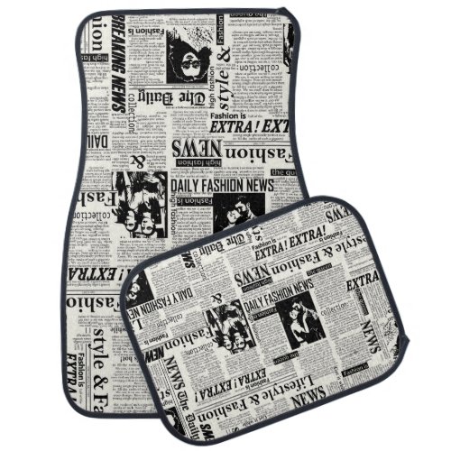 Illustrations of newspapers front page art work wa car floor mat