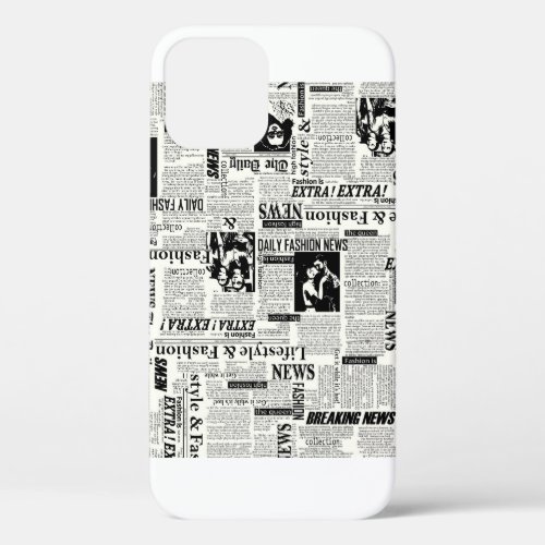 Illustrations of newspapers front page art work wa iPhone 12 case