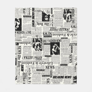 Illustrations of newspapers front page art work wa fleece blanket