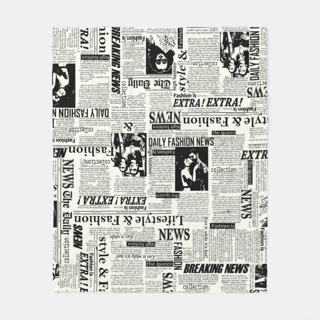 Illustrations of newspapers front page art work wa fleece blanket (Front)