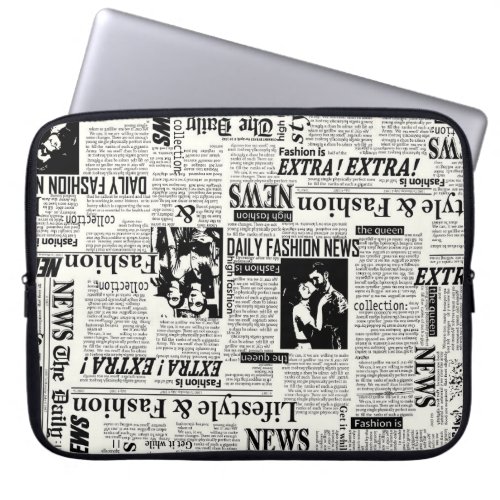 Illustrations of newspapers front page art work wa laptop sleeve